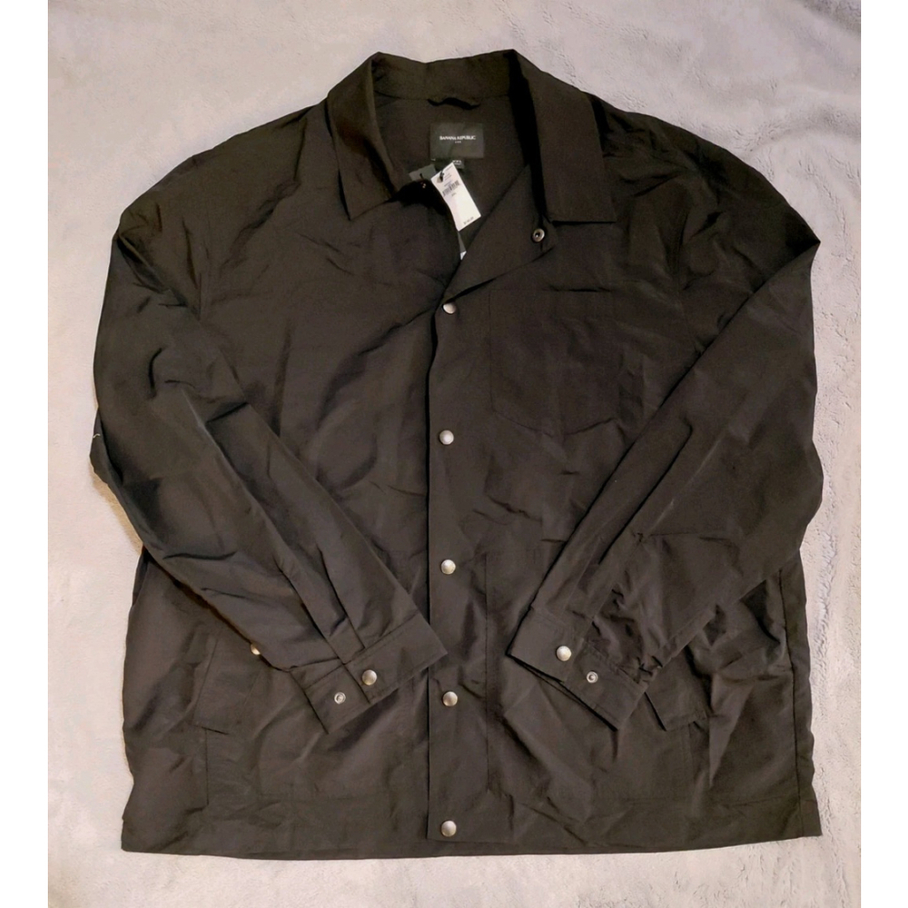 Banana Republic Jacket Full Zip Lightweight Snap Button Black Coat Size XXL NWT